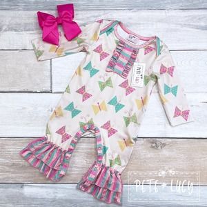 Pete + Lucy 12-18 Months: "Fly Like a Butterfly" Ruffled Romper